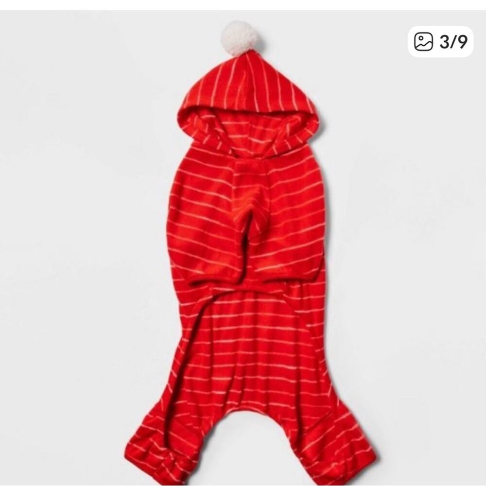 Pet Pajamas Red Hooded Stripe One piece by Wondershop S - Picture 2 of 4